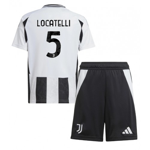 Fotballdrakt Barn Juventus Manuel Locatelli #5 Hjemmedraktsett 2024-25 Kortermet (+ Korte bukser)